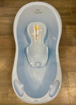 Набор для купания новорожденного Бемби: голубая ванна 102 см + горка на присосках