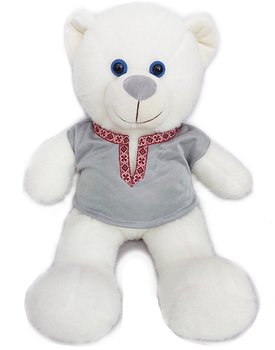 Мягкая игрушка белый медвежонок в Вышиванке 43 см