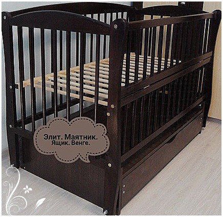 Кроватка для новорожденных (маятник, ящик) три дуги темно коричневая