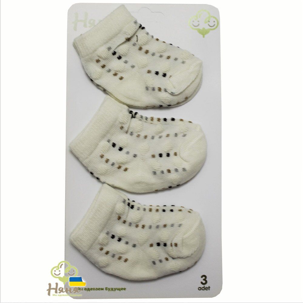 Носочки для новорожденных 3 пары, 0-3 месяца, Трикотаж