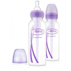 Дитяча пляшечка для годування з вузькою шийкою, 250 мл, колір фіолетовий, 2 шт. в упаковці, Фіолетовий, 250 мл, Зі стандартною шийкою