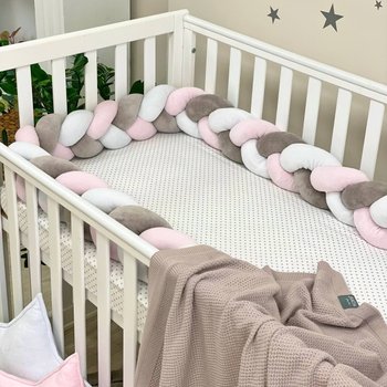 Бортик захист коса для дитячого ліжечка білий сірий рожевий 120, 220 чи 360 см