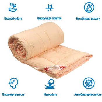 Одеяло Rose с волокном Роза розовое 200х220 см, 200х220см (±5 см), Демисезонное одеяло, Волокно Роза, Микрофибра