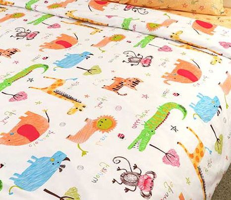Сатиновый сменный постельный комплект для новорожденных ДЖУНГЛИ фото, цена, описание