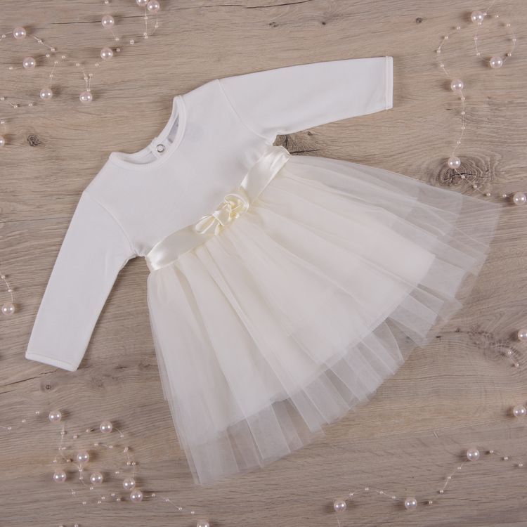 Дитяча сукня Ніжність - 2 для дівчинки інтерлок + фатин молочна