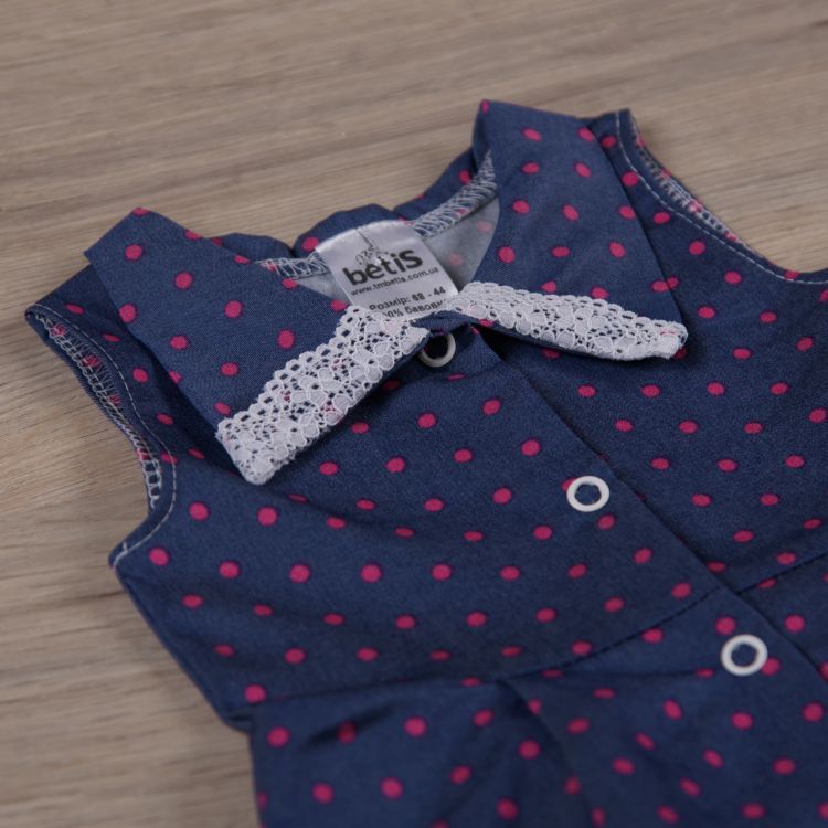 Платье + повязка с кружевом для малышей джинс горошек малиновый