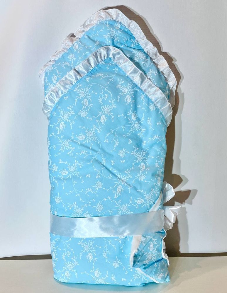 Конверт - одеяло на выписку МИШКА НЕПОСЕДА голубой, Весна-Осень, силикон
