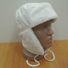 Детская утепленная шапка для девочки Белочка, Белый, обхват головы 48