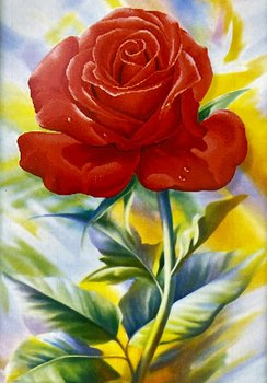 Картина для вишивання хрестиком 5D Троянда + акварель розмір 52х69 см
