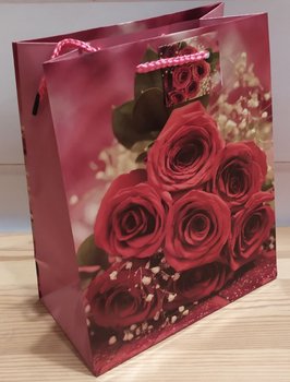 Паперовий подарунковий пакет 23х18х10 Червоні троянди