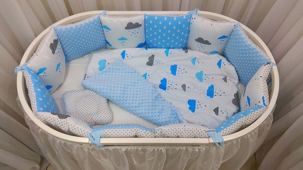 Комплект постільної білизни в кругле-овальне ліжечко з бортиками Облако фото 3