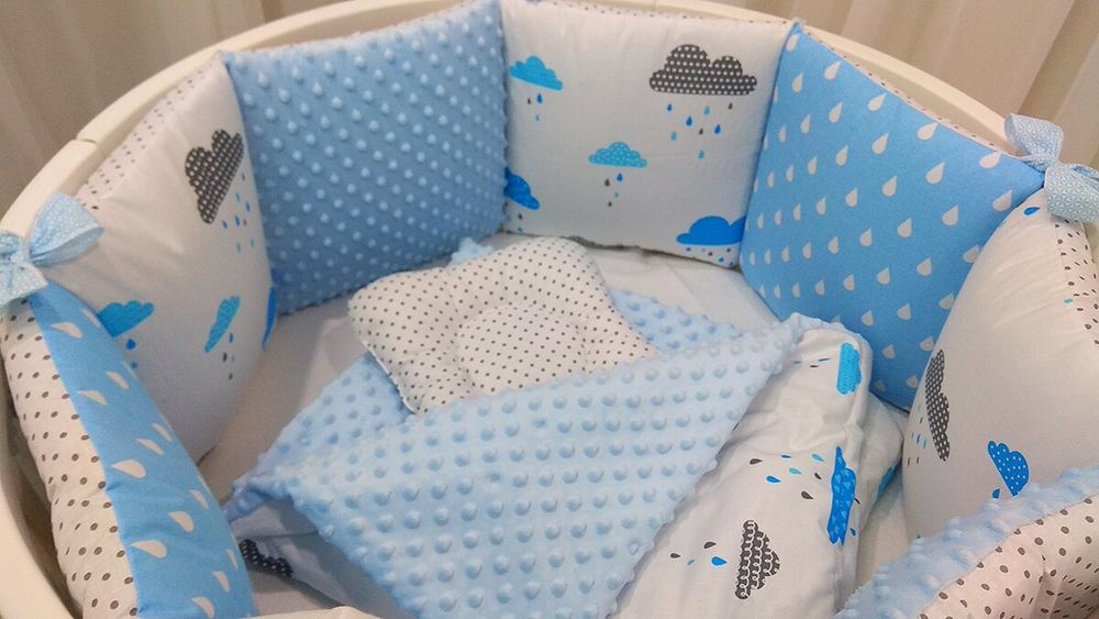 Комплект постільної білизни в кругле-овальне ліжечко з бортиками Облако фото 9