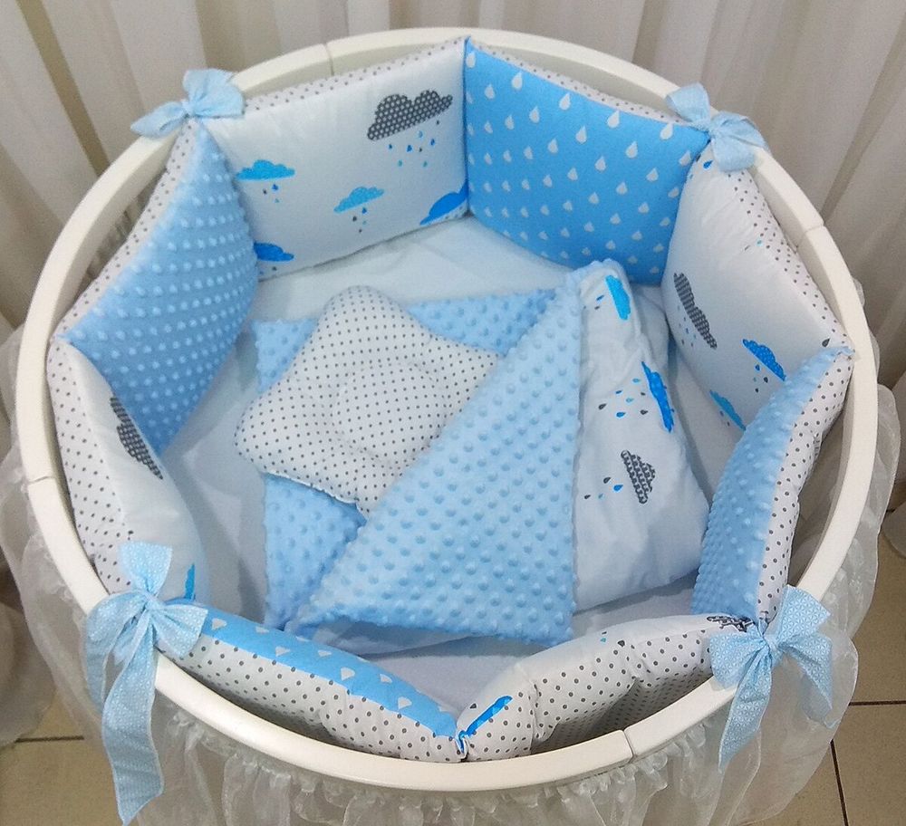 Комплект постільної білизни в кругле-овальне ліжечко з бортиками Облако фото 10