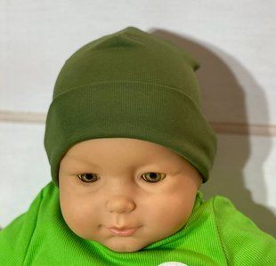 Двошарова дитяча шапка Топ хакі, обхват голови 44 см, Рібана, Демісезонні шапочки