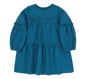 Дитяче плаття Мері Поппінс з оборками інтерлок бірюзовий