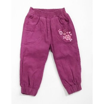 Вельветові штани на підкладці Квіти для дівчинки темно - рожеві