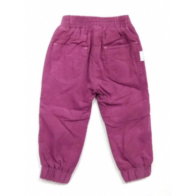Вельветовые брюки на подкладке Квіти для девочки темно - розовые