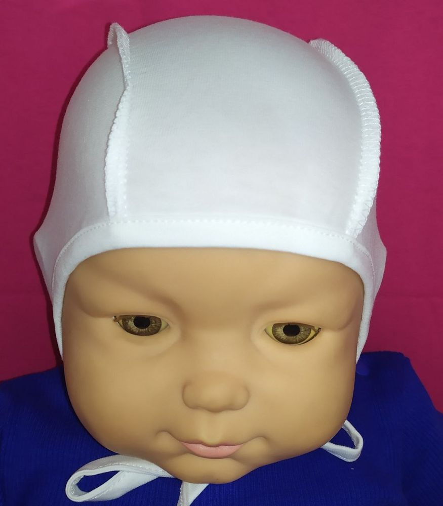 Молочная шапочка для новорожденных из тонкого 100 % хлопкового трикотажа кулир шп 2 молочная