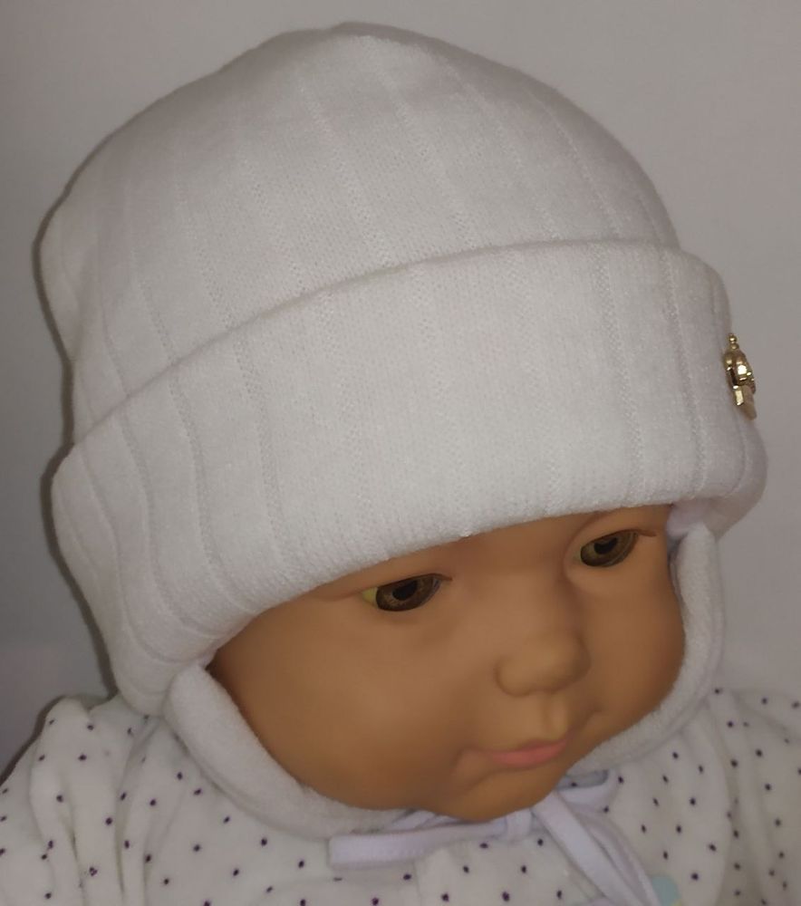 Теплі дитячі зимові шапки для малюків та новонароджених Шедевр молочна