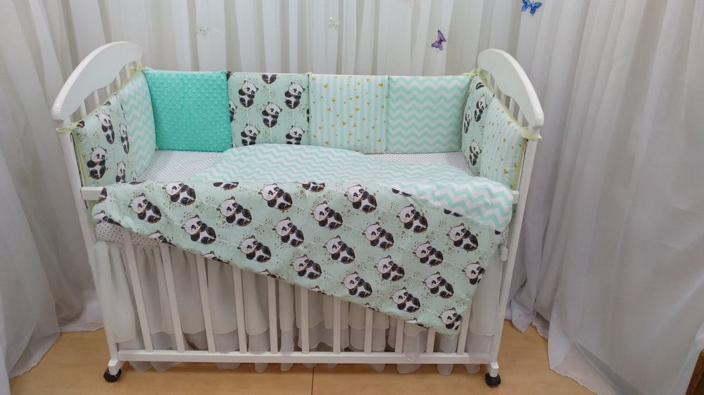 Комплект в кроватку для новорожденного Ekobaby Панда