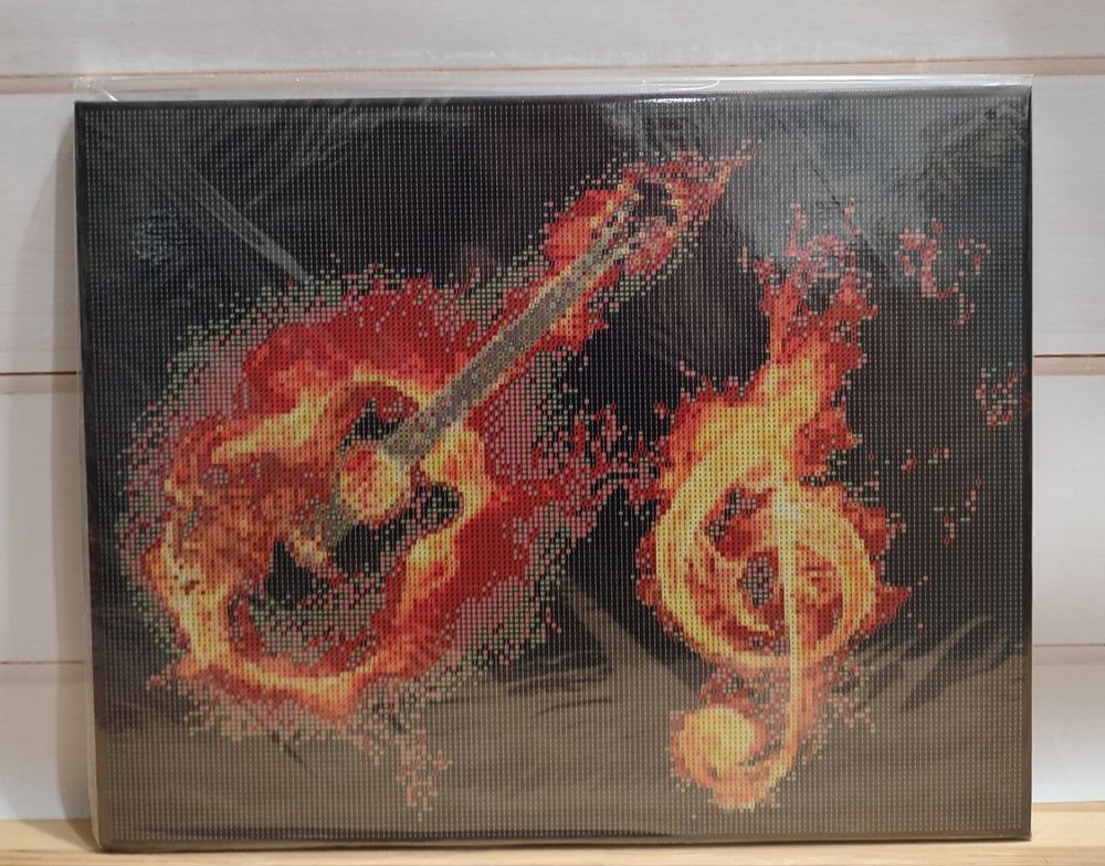 Картина стразами по номерам Гитара с подрамником №34 размер 40х50 см