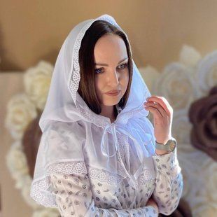 Палантин до церкви Діва Марія білий для дорослих