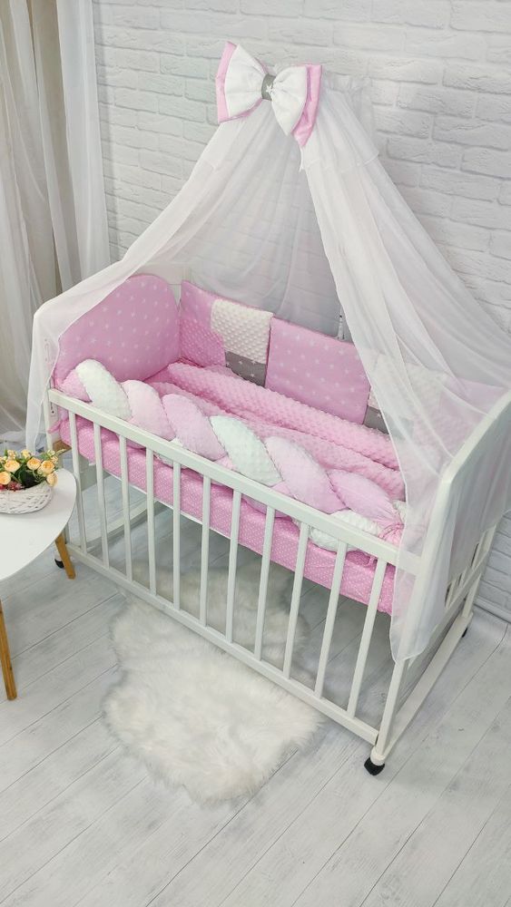 Комплект в детскую кроватку с балдахином Звездочки Минки 3, с балдахином