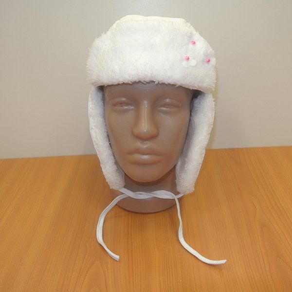Детская утепленная шапка для девочки Цветочек, обхват головы 48 см