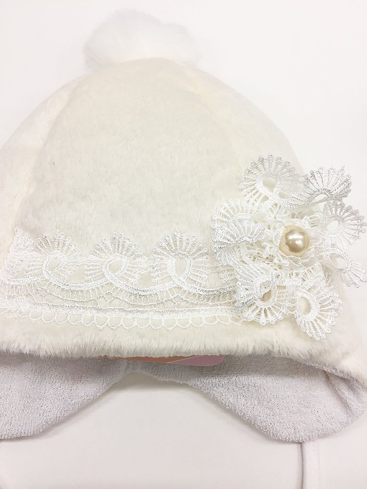 Утепленная плюшевая шапочка Мечта Жемчужинка для новорожденных, обхват головы 40 см, Плюш