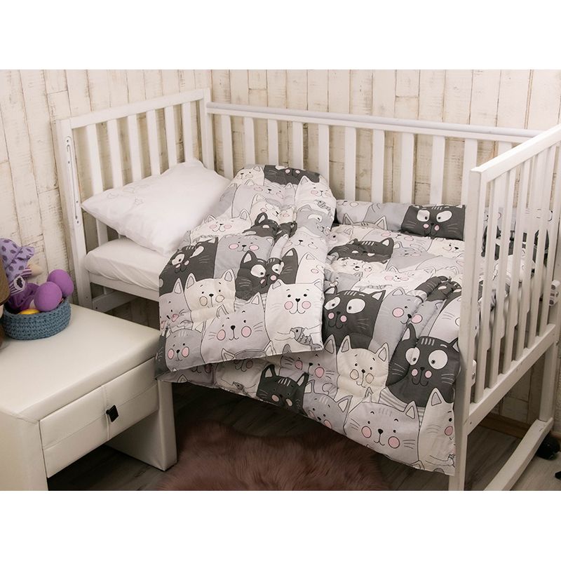 Детское одеяло Grey Cat с шерстянным наполнителем, Серый, 140х105см, Зима, Одеяло