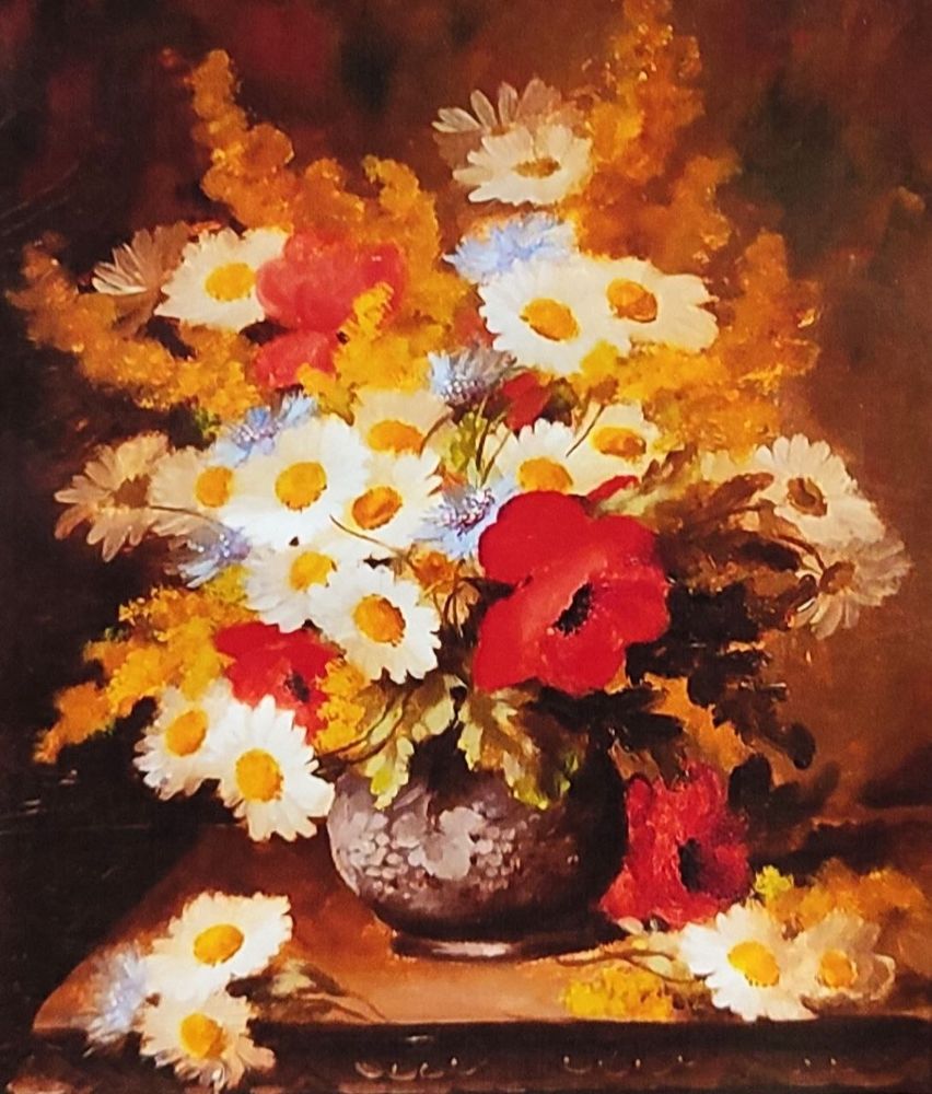 Алмазна вишивка квіти на підрамнику Ромашки з Маками