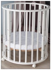 Кроватка кругло - овальная детская Растишка универсал 8 опций, Белый