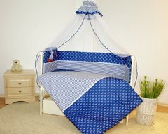Постільний набір в ліжечко для новонародженого Капітан від ТМ Greta lux 7 предметів, Синій, без балдахіна