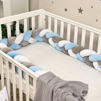 Бортик захист коса для дитячого ліжечка білий сірий яскраво-блакитний 120, 220 чи 360 см