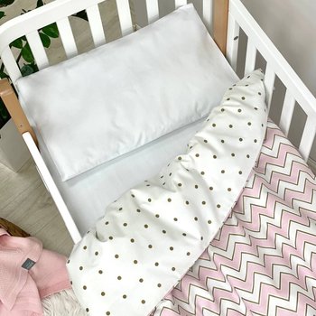 Змінний комплект постільної білизни у ліжечко для новонароджених рожевий зигзаг (підковдра, наволочка, простирадло)
