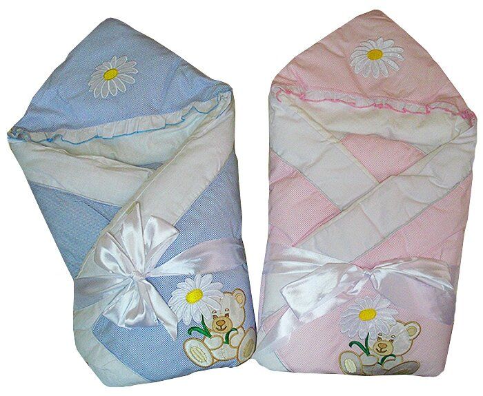 Конверт-одеяло на выписку МИШУТКА розовый и голубой, Весна-Осень, силикон