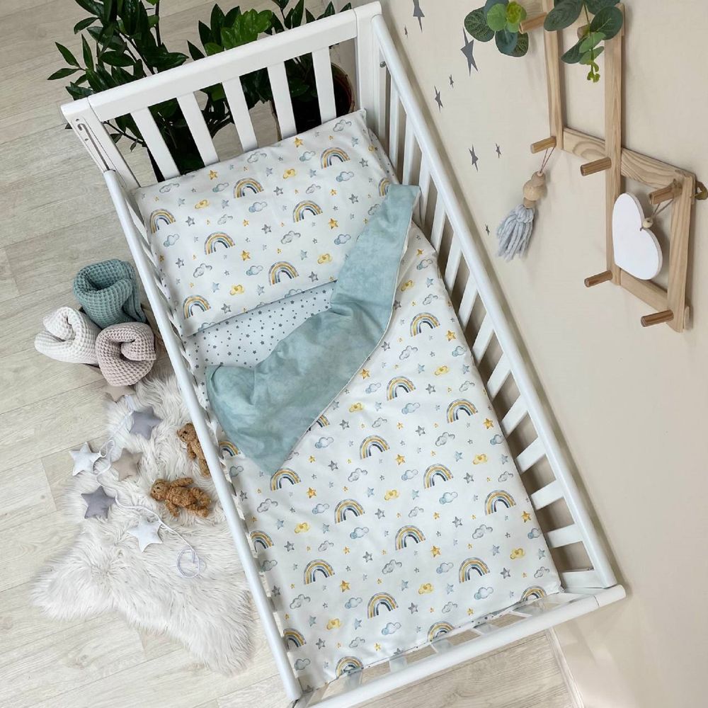 Сменный постельный комплект в кроватку для новорожденных Веселка