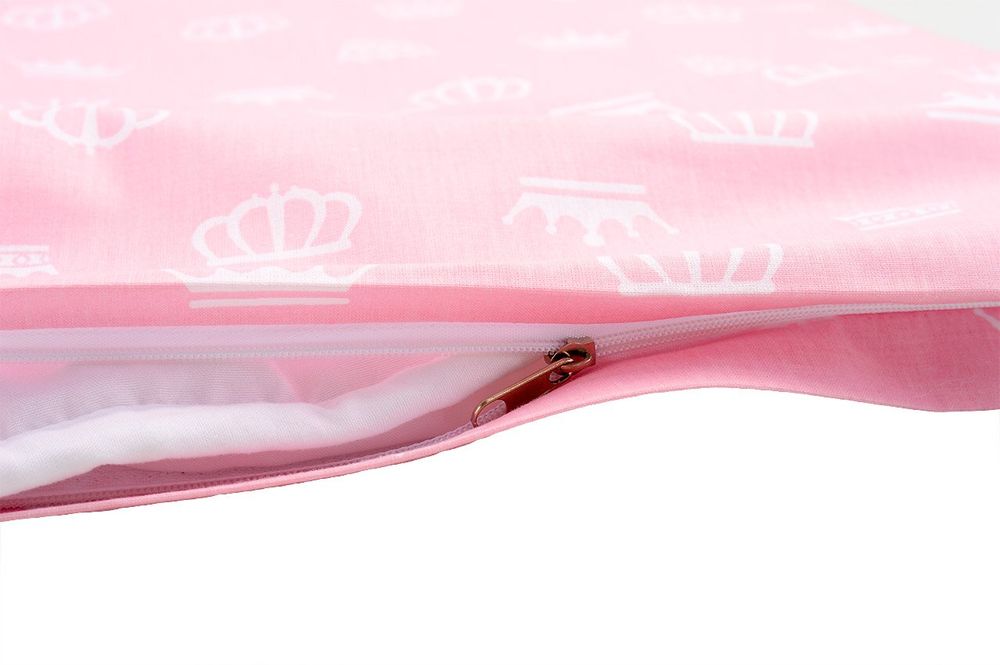 Постельное белье в коляску с вышивкой МИШКА КОРОНА розовый фото, цена, описание