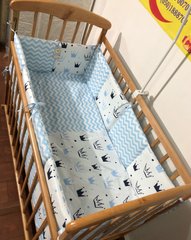 Комплект в кроватку Голубые Короны для новорожденных, Голубой, без балдахина