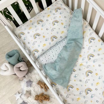 Змінний комплект постільної білизни у ліжечко для новонароджених Веселка (підковдра, наволочка, простирадло)