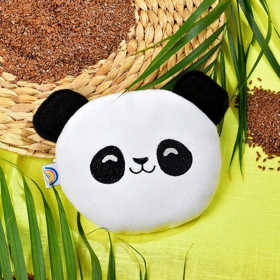 Подушка-грелка Обнимашка Панда с семенами льна, Всесезонное, Подушка