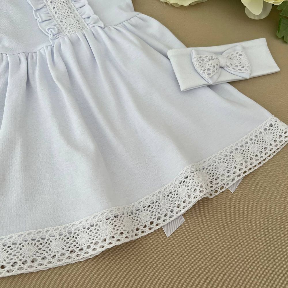 Дитяча літня сукня з коротким рукавом Аріна біле, 56, Інтерлок, Плаття, Для дівчинки