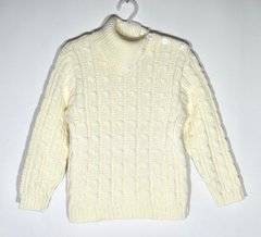 Детский свитер Косичка с воротником молочный, Молочный, 98-104, Вязаное полотно