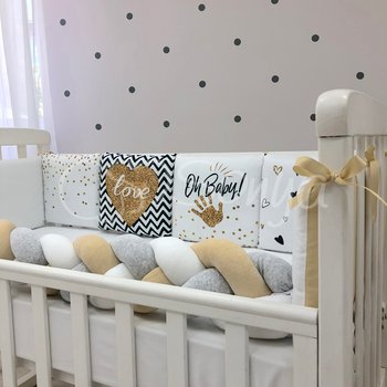 Захисні борти в ліжечко новонародженим на 4 сторони подушки + коса Baby