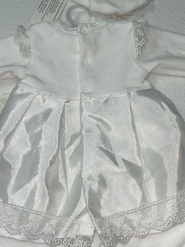 Крестильный комплект с платьем Белоснежка, 68, Интерлок