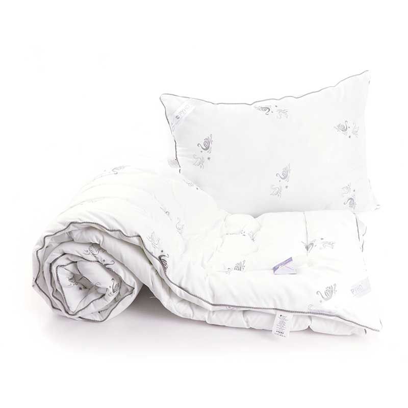 Зимнее одеяло + 1 подушка Silver Swan из искусственного лебединого пуха 140х220, 140х205см (±5 см), Зима, Заменитель лебяжьего пуха, Микрофибра