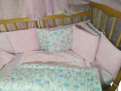 Бортики в кроватку Единорожки розовые с плюшем, Розовый, бортики без постели