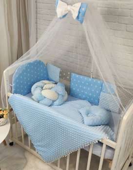 Комплект в детскую кроватку с балдахином Звездочки голубой