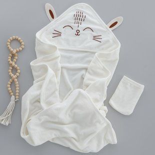 Махровий куточок для купання з рукавичкою Зайка білий
