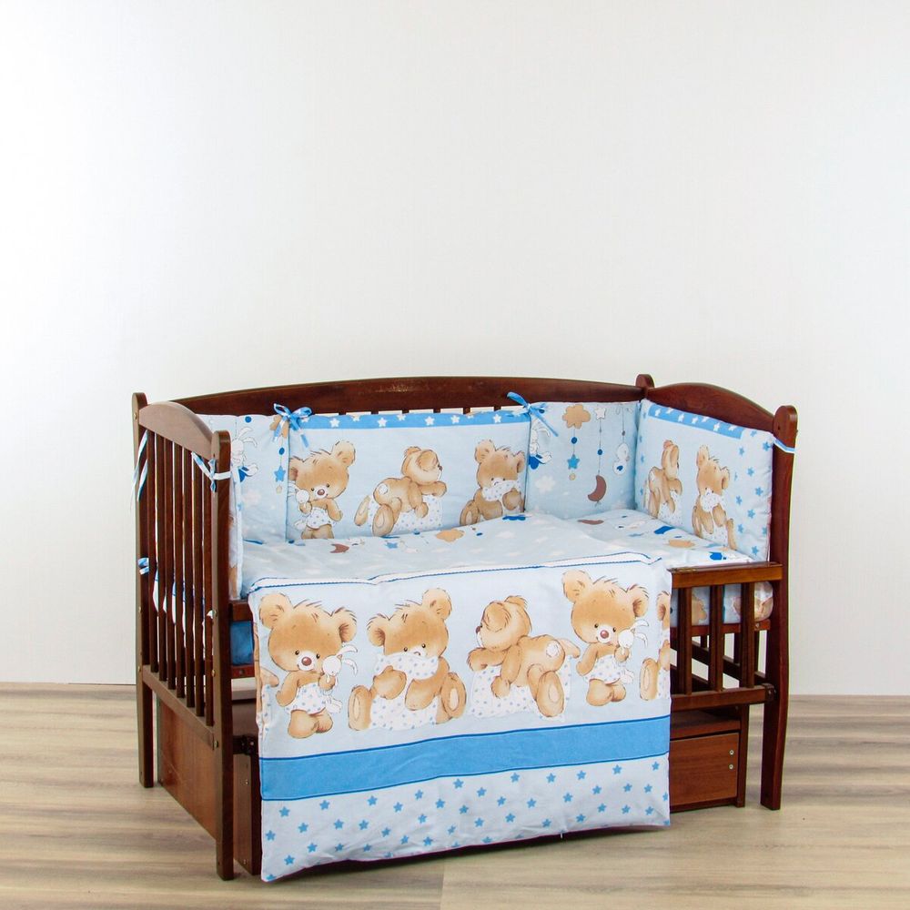 Комплект для детской кроватки 6 предметов Мишутка голубой
